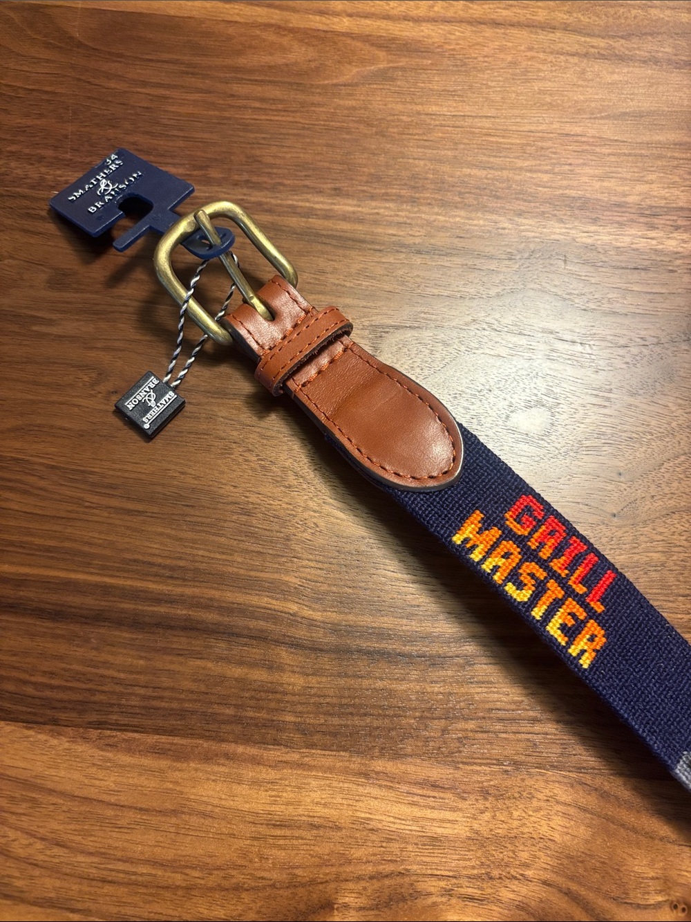 NWT Smathers & Branson 'Grill Master' Hand Stitched Needpoint Belt - 34
